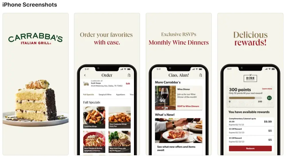 Carrabba's Order From Mobile App